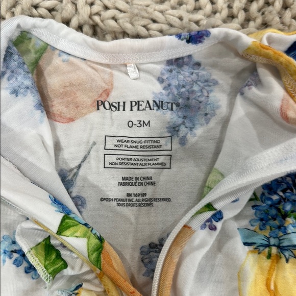 Posh Peanut White and Blue Footies One Piece - Picture 3 of 3